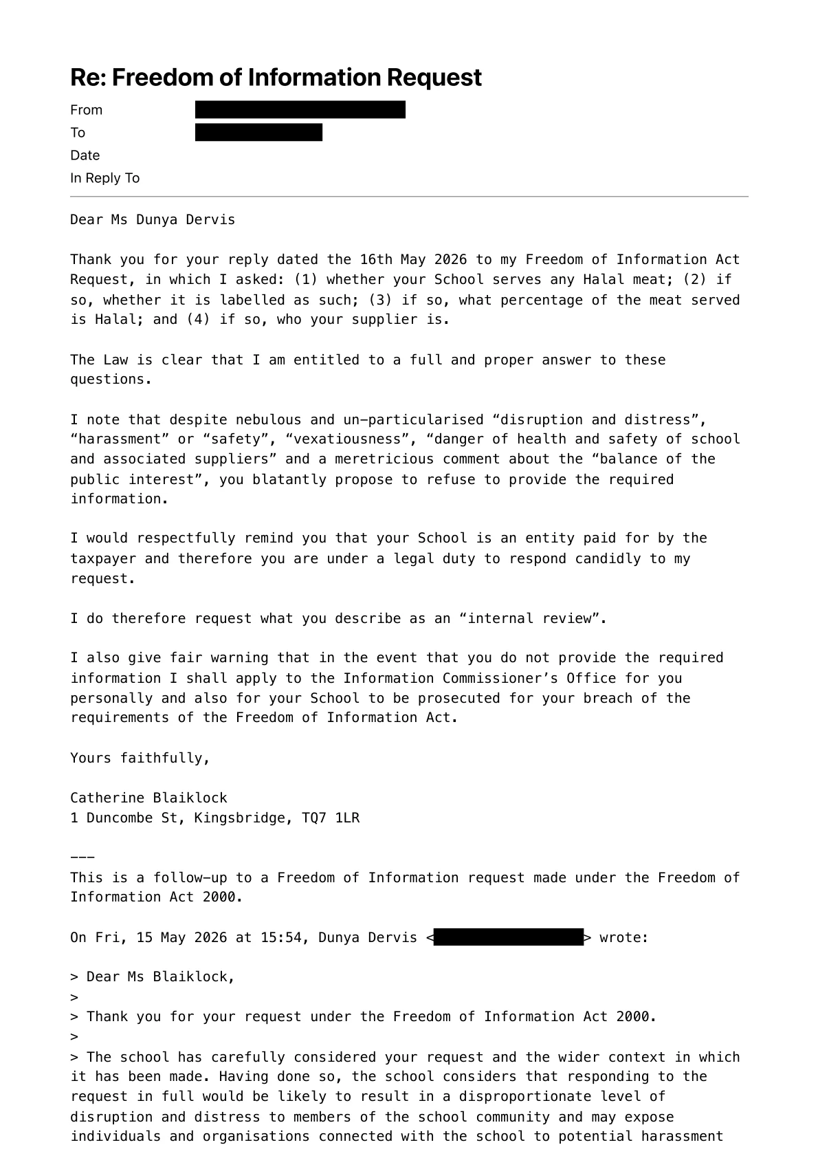 Our reply to Clarion School (page 1)