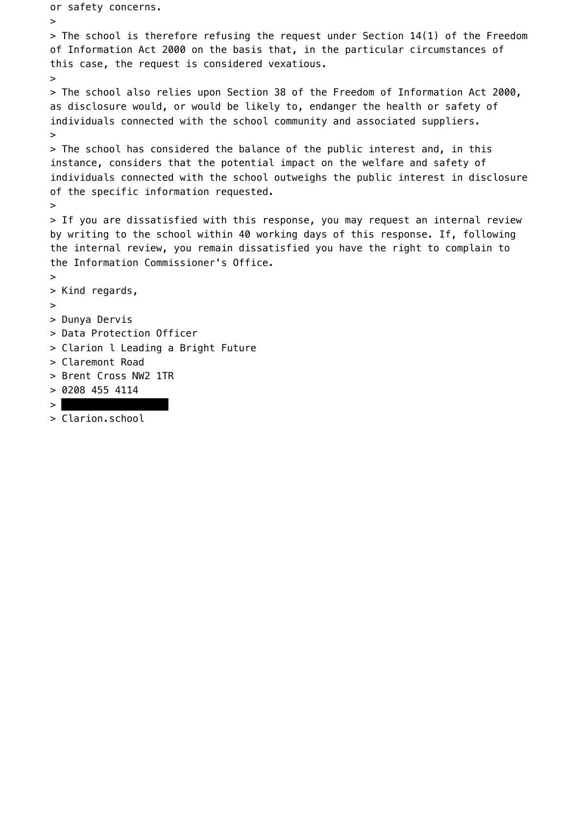 Our reply to Clarion School (page 2)