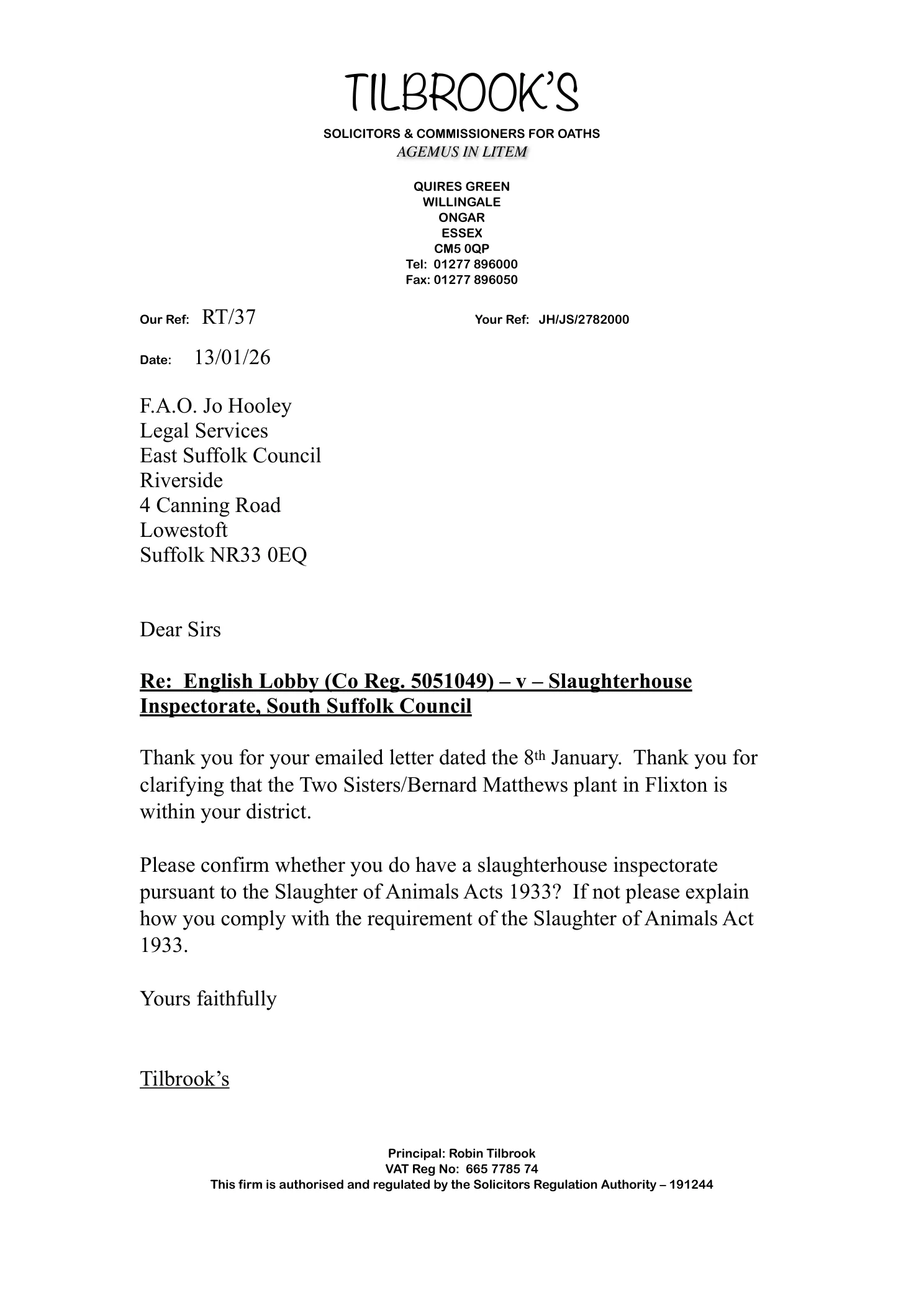 East Suffolk Council — Follow-up correspondence (page 1)