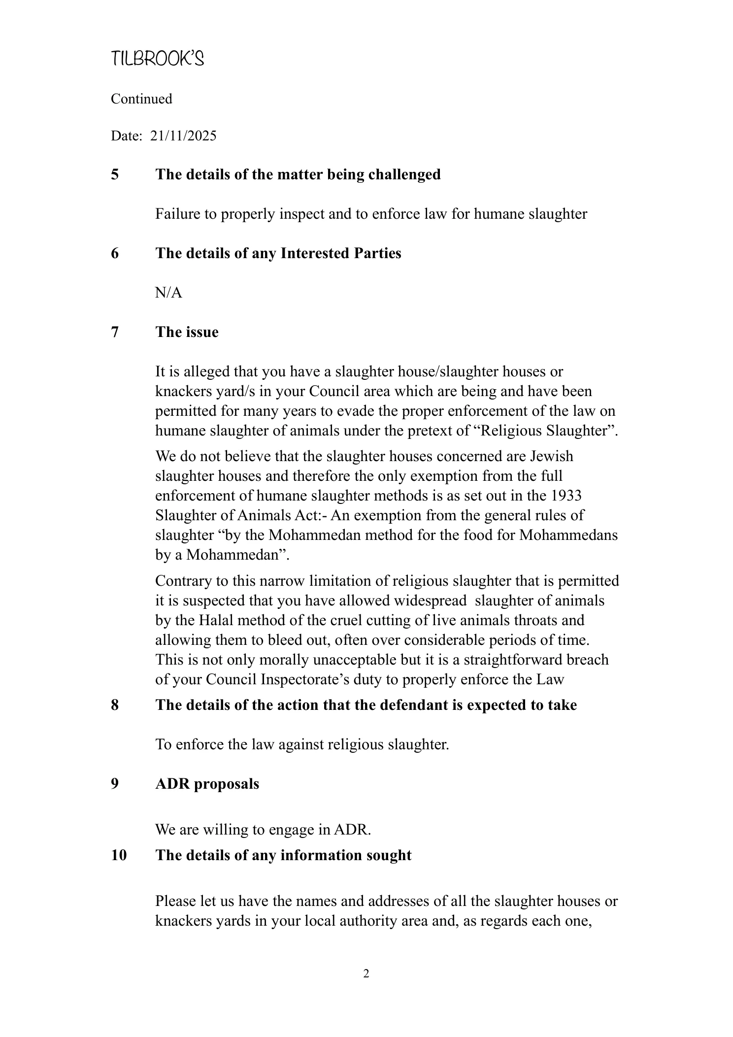 East Suffolk Council — Letter Before Action — 21 November 2025 (page 2)