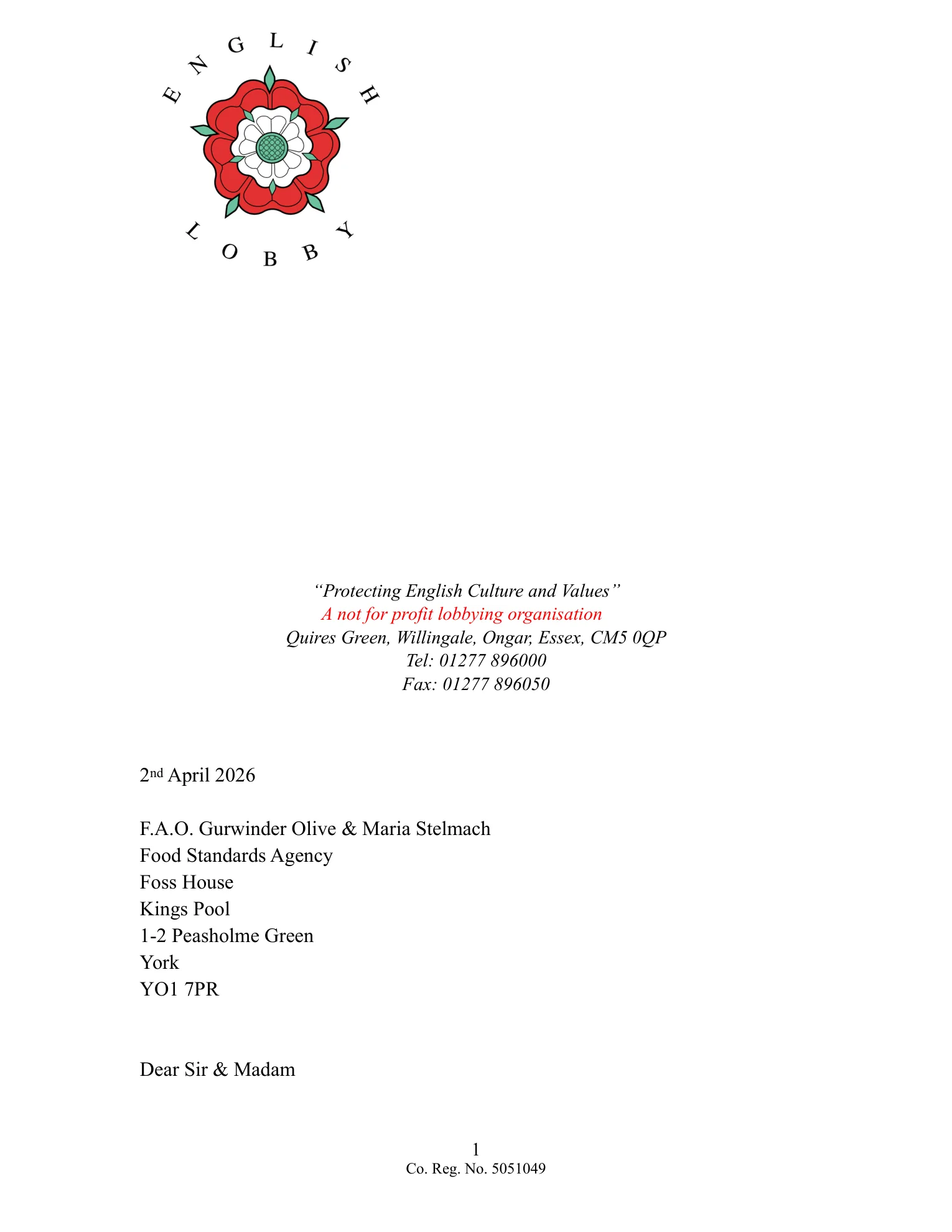 Food Standards Agency — 1 April 2026 (page 1)