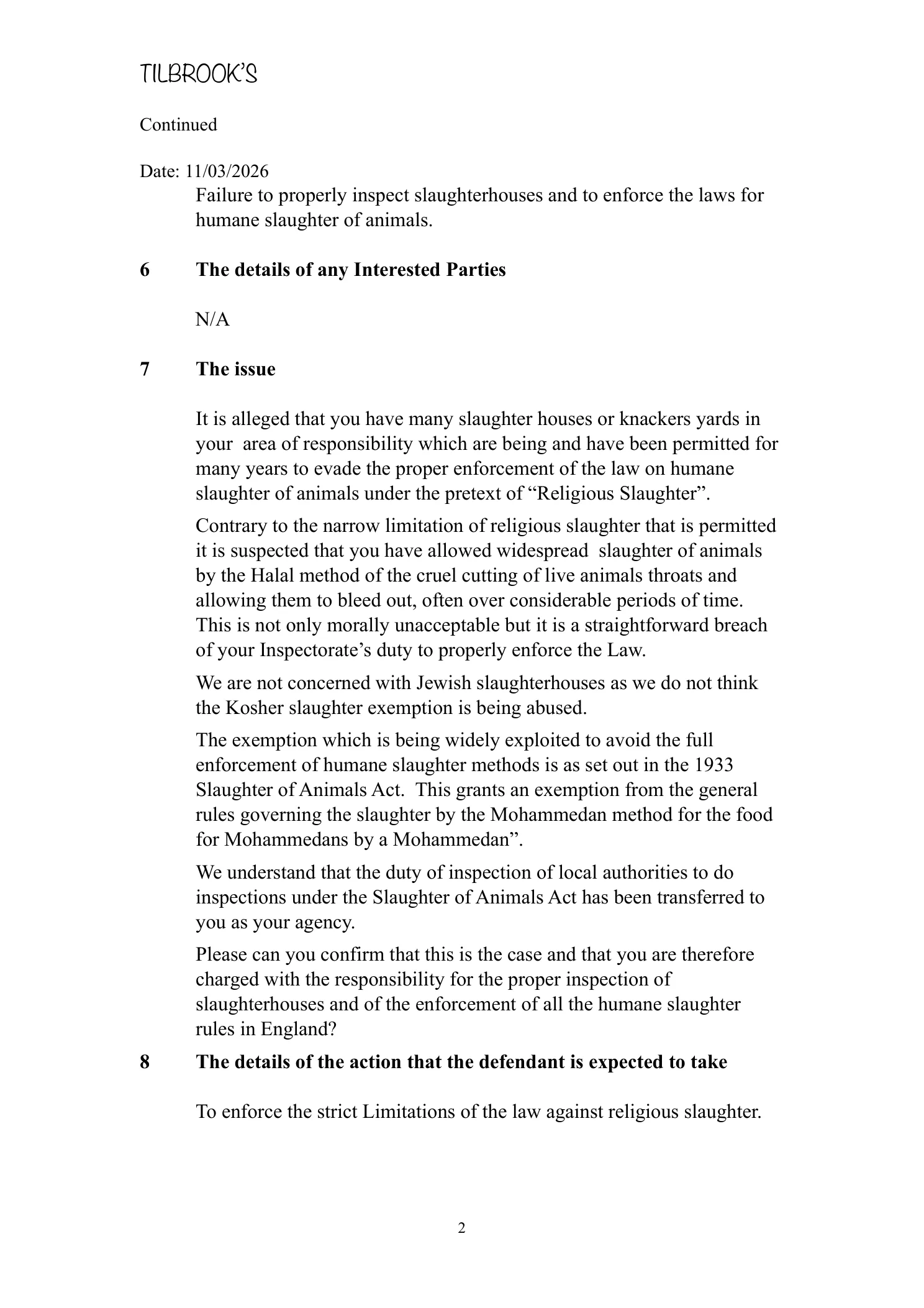 Food Standards Agency — Letter Before Action — 11 March 2026 (page 2)