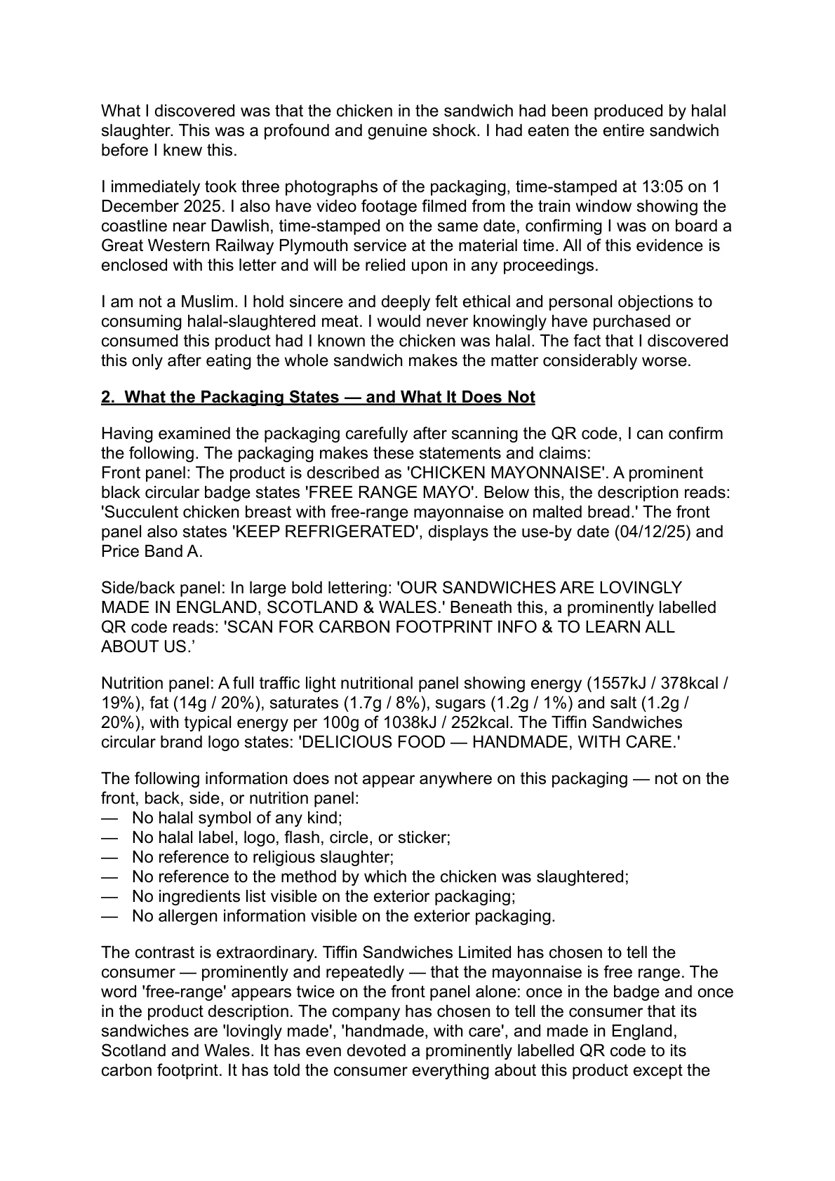 Train sandwich — pre-action letter (page 2)